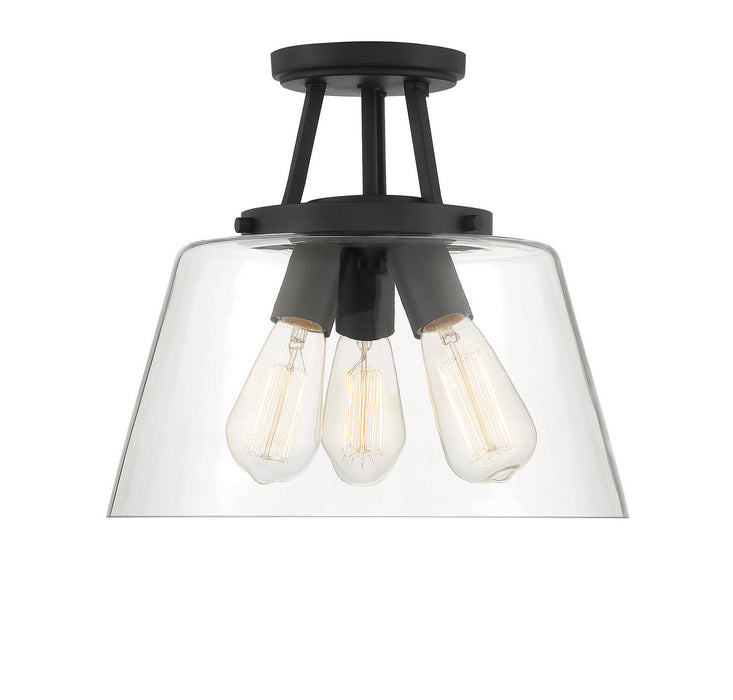 Calhoun 3-Light Semi-Flush in Matte Black