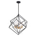 Rad Four Light Pendant in Black and Natural Brass