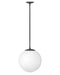 Warby One Light Pendant in Black with White glass by Hinkley Lighting