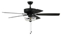 Pro Plus 101 Clear Bowl Light Kit 52" Ceiling Fan in Flat Black from Craftmade, item number P101FB5-52FBGW