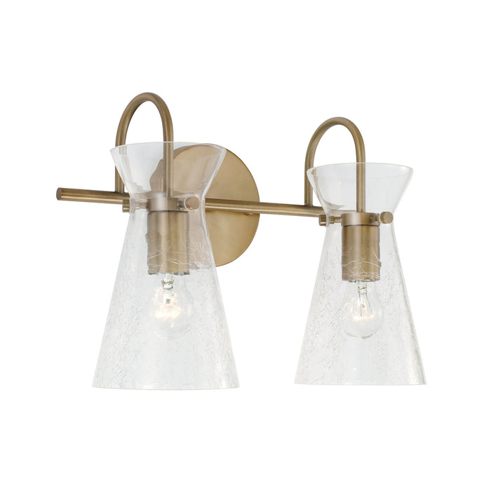 Mila Two Light Vanity in Aged Brass