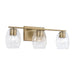 Lucas Three Light Vanity in Aged Brass