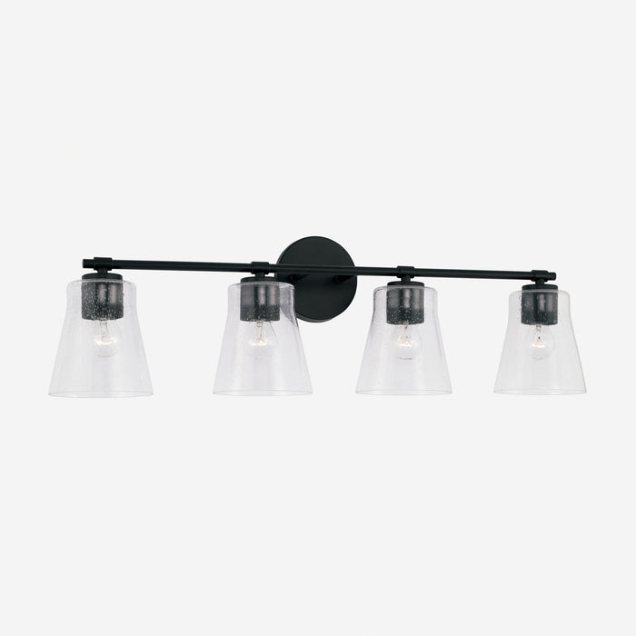 Baker Four Light Vanity in Matte Black