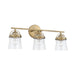 Madison Three Light Vanity in Aged Brass