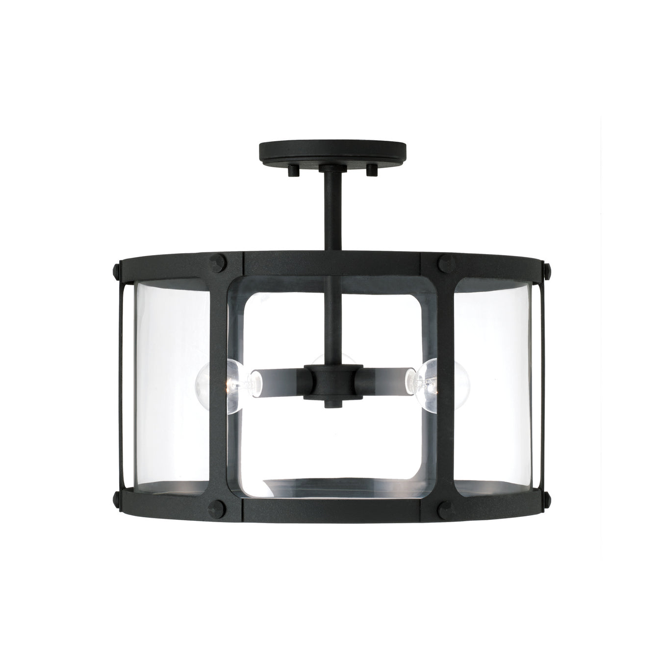 Brennen Three Light Semi-Flush Mount in Black Iron