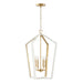 Maren Four Light Pendant in Flat White and Matte Brass