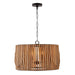 Archer Four Light Pendant in Light Wood and Matte Black