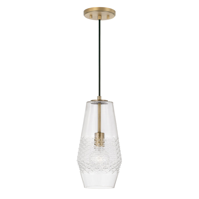 Dena One Light Pendant in Aged Brass