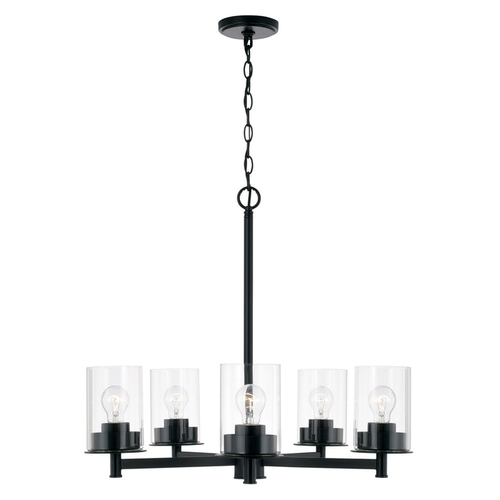 Mason Five Light Chandelier in Matte Black