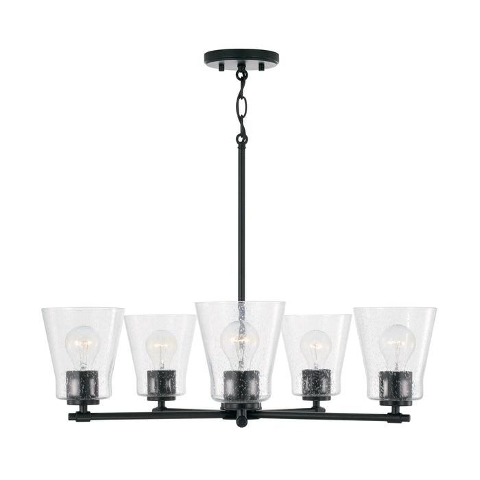 Baker Five Light Chandelier in Matte Black