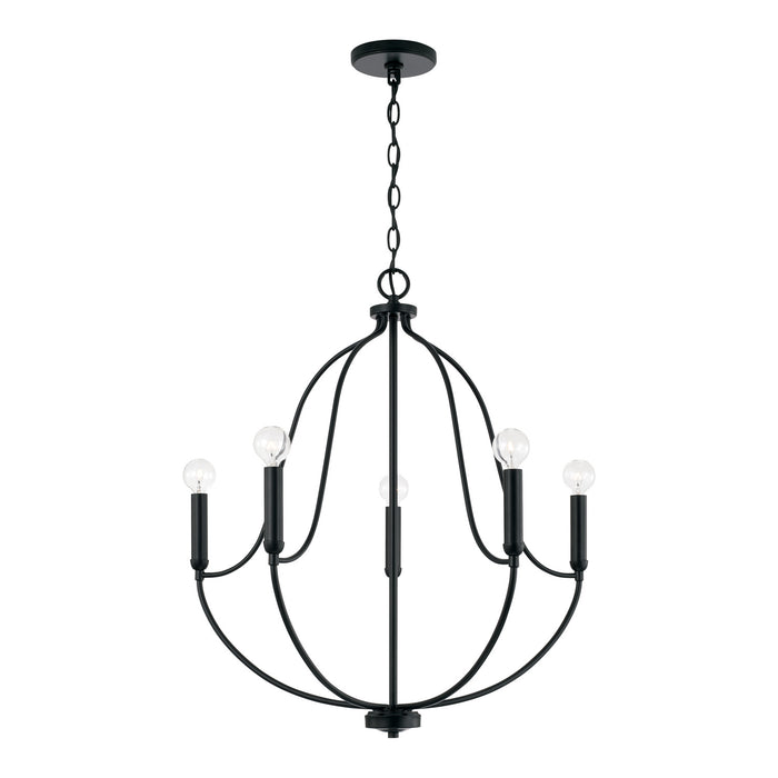 Madison Five Light Chandelier in Matte Black