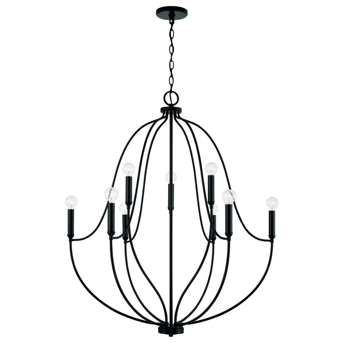 Madison Nine Light Chandelier in Matte Black