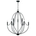 Madison Nine Light Chandelier in Matte Black