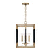 Bleeker Four Light Foyer Pendant in Aged Brass and Black