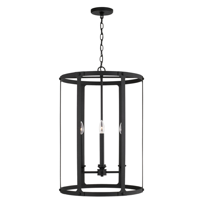 Brennen Four Light Foyer Pendant in Black Iron