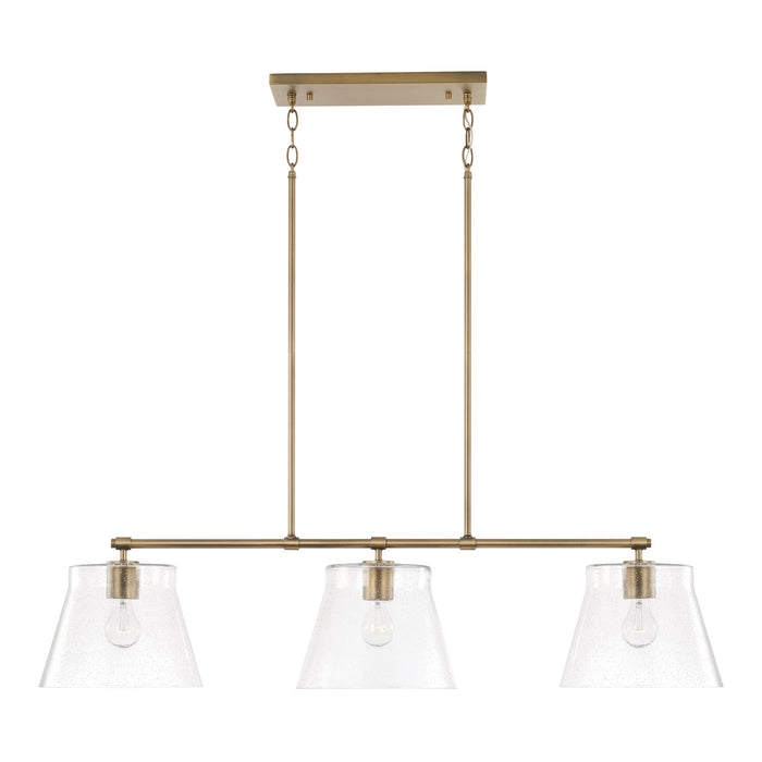 Baker Three Light Island Pendant in Aged Brass