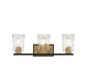 Sidney Three Light Bathroom Vanity in Matte Black with Warm Brass