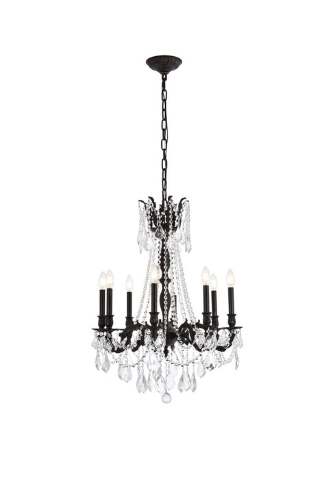 Rosalia 8-Light Chandelier in Dark Bronze with Golden Teak (Smoky) Royal Cut Crystal