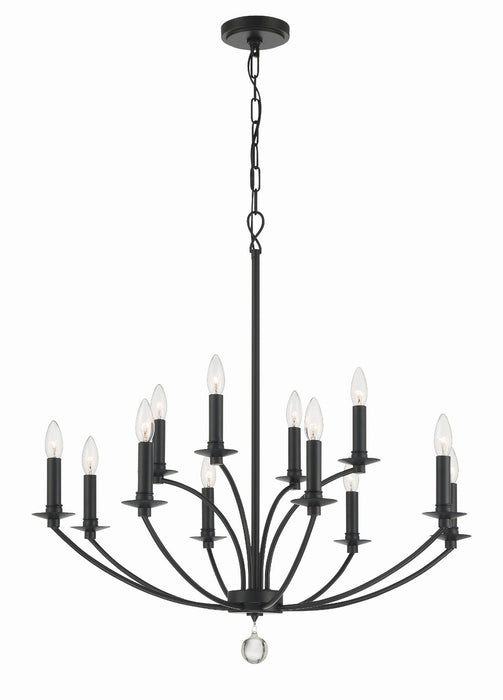 Mila 12-Light Chandelier in Black by Crystorama - MPN MIL-8012-BK