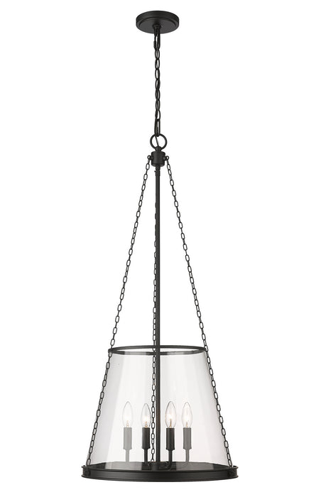 Prescott Four Light Pendant in Matte Black