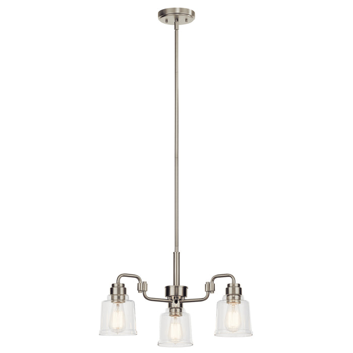 Aivian Three Light Chandelier in Nickel Textured