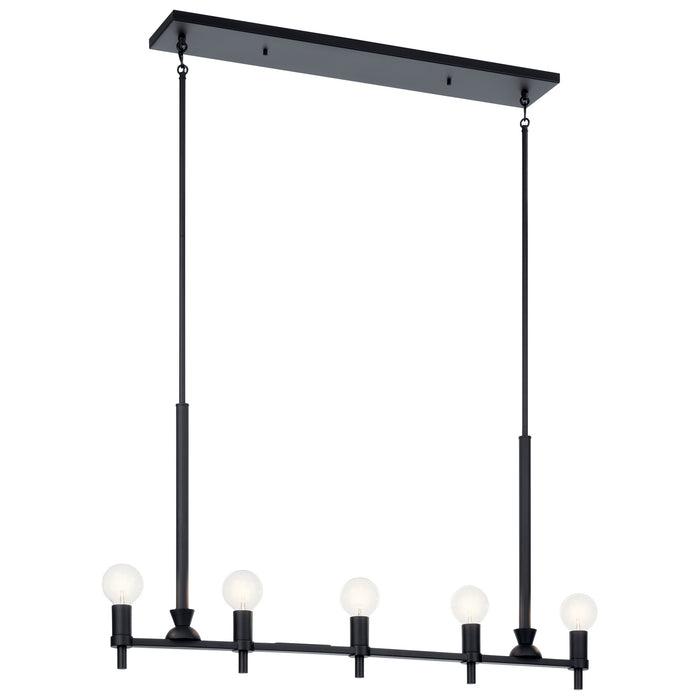 Torvee Five Light Linear Chandelier in Black