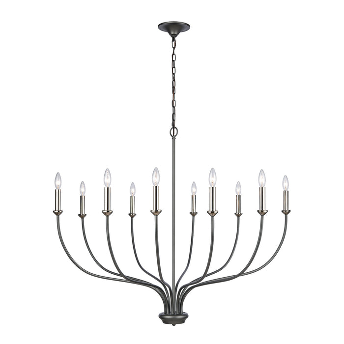 Madeline Ten Light Chandelier in Dark Gray