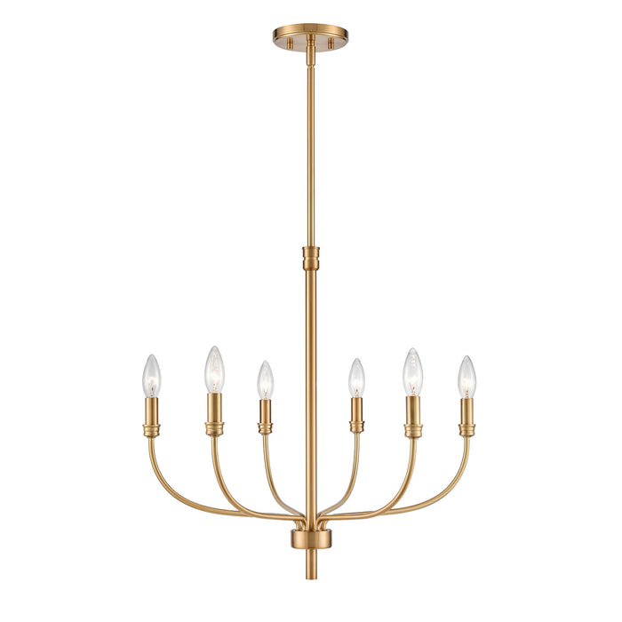 Newland Six Light Chandelier in Satin Brass