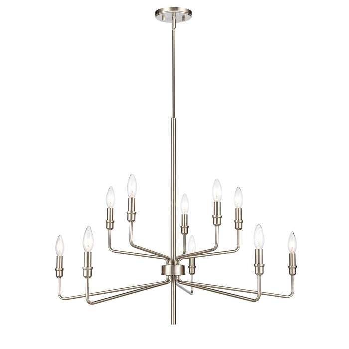 Saginaw Ten Light Chandelier in Satin Nickel