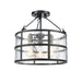 Solace Three Light Semi Flush Mount in Matte Black