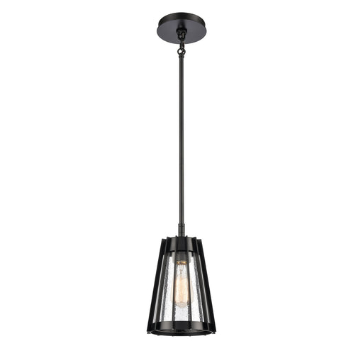 Open Louvers One Light Mini Pendant in Matte Black