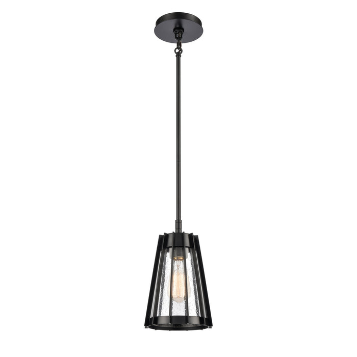 Open Louvers One Light Mini Pendant in Matte Black