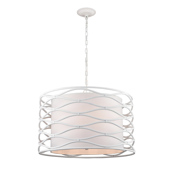 Hillcrest Four Light Pendant in Dry White