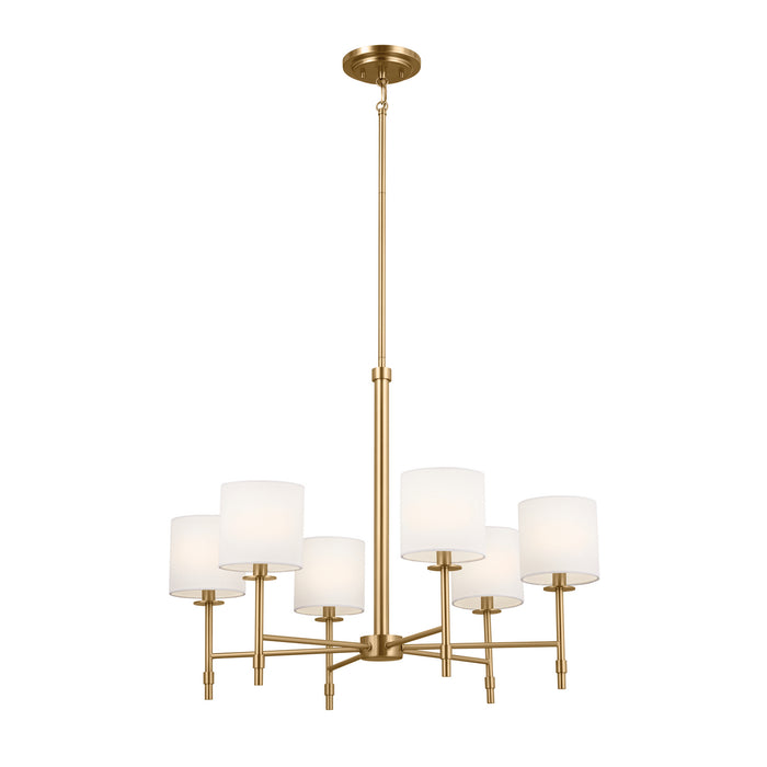 Ali Six Light Chandelier in Brushed Natural Brass