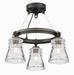 Graham Avenue Three Light Semi Flush Mount in Smoked Iron And Brushed Nickel