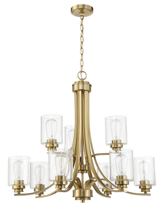 Bolden Nine Light Chandelier in Satin Brass