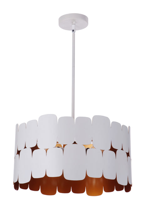 Sabrina Four Light Pendant in Matte White / Gold Luster