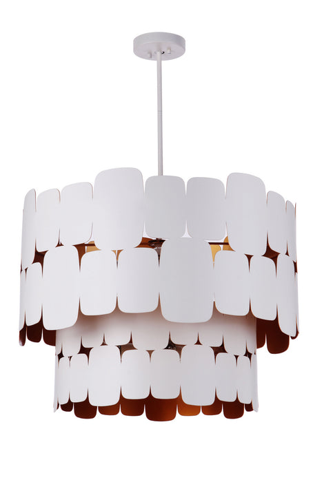 Sabrina Nine Light Pendant in Matte White / Gold Luster