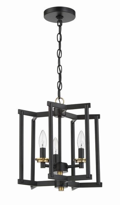 Avante Grand Three Light Convertible Semi Flush/Pendant in Flat Black/Satin Brass