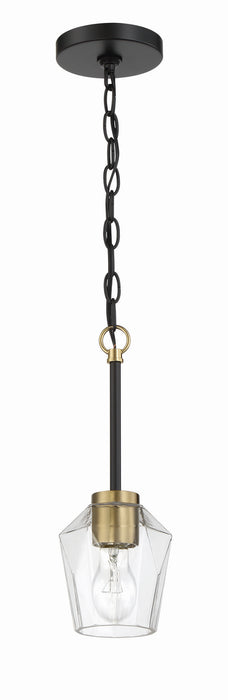 Avante Grand One Light Mini Pendant in Flat Black/Satin Brass