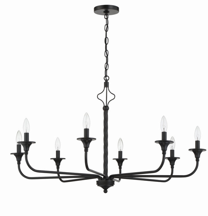 Jolenne Eight Light Chandelier in Flat Black