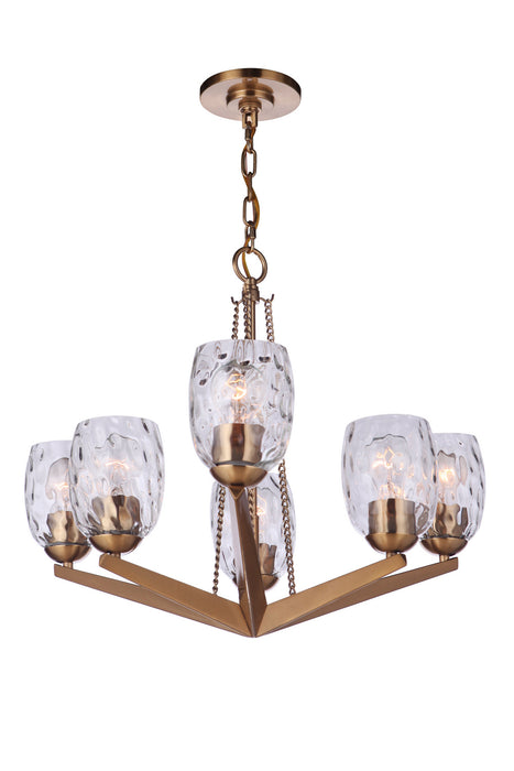 Guiding Star Six Light Chandelier in Satin Brass