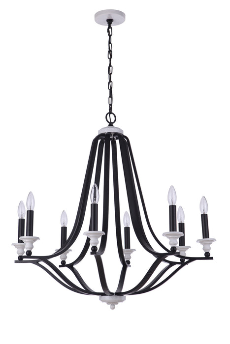 Esme Eight Light Chandelier in Flat Black / Matte White