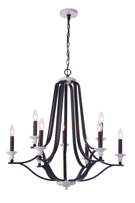 Esme Nine Light Chandelier in Flat Black / Matte White