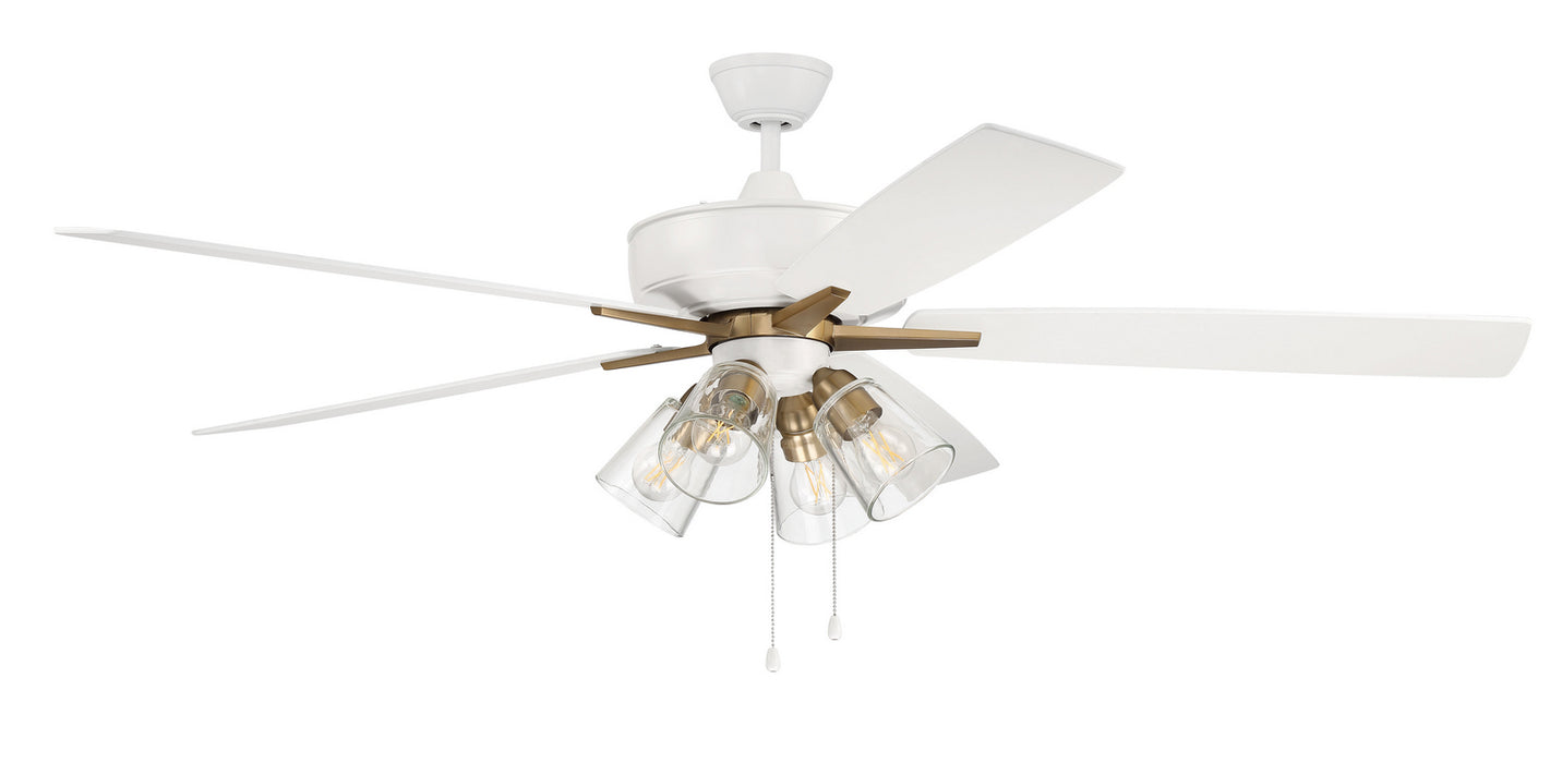 Super Pro fan 60" Ceiling Fan in White/Satin Brass