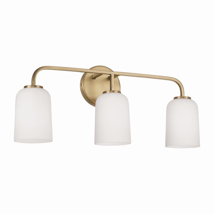 Lawson Three Light Vanity in Aged Brass