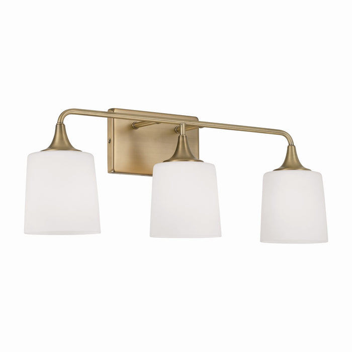 Presley Three Light Vanity in Aged Brass