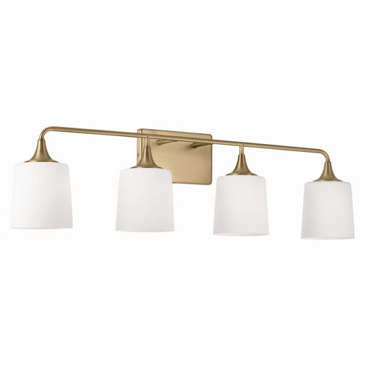 Presley Four Light Vanity in Aged Brass