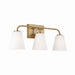 Brody Three Light Vanity in Aged Brass