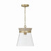 Finn One Light Pendant in White Wash and Matte Brass